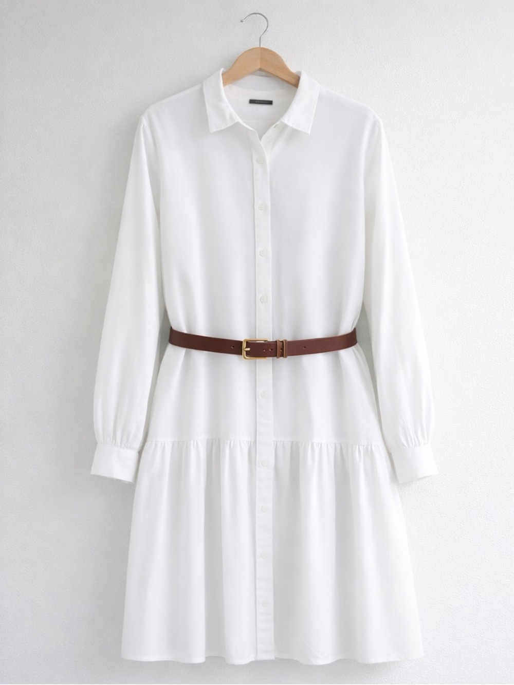 Kobi Halperin White Shirt Dress XXL Hidden Placket Pocket Midi
